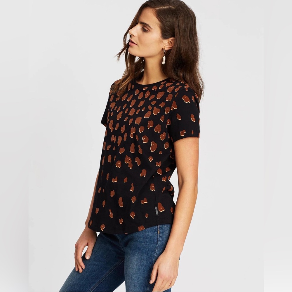 Laila Flocked Tee by Scotch & Soda Black